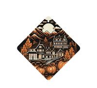 Phayah Square Car Air Fresheners Cards 4 Pcs Halloween Village Pattern Auto Aromatherapy Tablets Hanging Scented Card - Lavender Scent