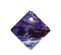 Phayah Square Car Air Fresheners Cards 4 Pcs Moonlight Lighthouse Pattern Auto Aromatherapy Tablets Hanging Scented Card - Lavender Scent