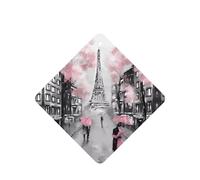 Phayah Square Car Air Fresheners Cards 4 Pcs Paris Street Eiffel Tower Pink Floral Pattern Auto Aromatherapy Tablets Hanging Scented Card - Lavender Scent