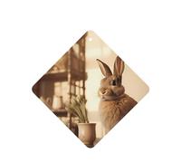 Phayah Square Car Air Fresheners Cards 4 Pcs Rabbit On The Table Pattern Auto Aromatherapy Tablets Hanging Scented Card - Lavender Scent