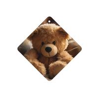 Phayah Square Car Air Fresheners Cards 4 Pcs Seated Brown Teddy Bear Pattern Auto Aromatherapy Tablets Hanging Scented Card - Lavender Scent
