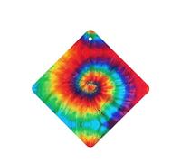 Phayah Square Car Air Fresheners Cards 4 Pcs Tie Dye Rainbow Pattern Auto Aromatherapy Tablets Hanging Scented Card - Lavender Scent