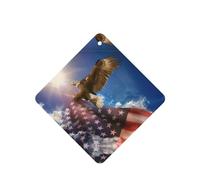 Phayah Square Car Air Fresheners Cards 6 Pcs American Usa Flag Eagle Art Pattern Aromatherapy Tablets Hanging Scented Card - Lavender Scent Eliminate Odor