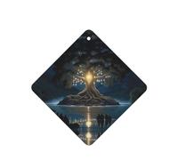 Phayah Square Car Air Fresheners Cards 6 Pcs Ancient Tree Of Wisdom Pattern Auto Aromatherapy Tablets Hanging Scented Card - Lavender Scent