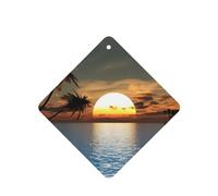 Phayah Square Car Air Fresheners Cards 6 Pcs Beach Sunrise Pattern Aromatherapy Tablets Hanging Scented Card - Lavender Scent Eliminate Odor