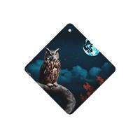 Phayah Square Car Air Fresheners Cards 6 Pcs Dark Owl Pattern Aromatherapy Tablets Hanging Scented Card - Lavender Scent Eliminate Odor