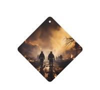 Phayah Square Car Air Fresheners Cards 6 Pcs Firefighters Fighting Fires Pattern Auto Aromatherapy Tablets Hanging Scented Card - Lavender Scent