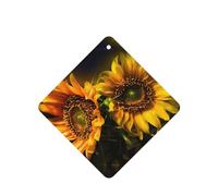 Phayah Square Car Air Fresheners Cards 6 Pcs Orange Sunflower Wallpaper Pattern Aromatherapy Tablets Hanging Scented Card - Lavender Scent Eliminate Odor