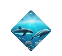 Phayah Square Car Air Fresheners Cards 6 Pcs Whales Under The Sea Pattern Auto Aromatherapy Tablets Hanging Scented Card - Lavender Scent