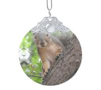 Phayah Squirrel In The Tree Pattern Christmas Tree Ornaments For Xmas Glass Silver Metal Buckle Hanging Decorations Decor Family New Yea