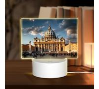PHAYAH St Peter's Basilica Pattern Rectangle Decorative Night Lights with USB Plug in Table Lamp with 3 Light Modes Adjustable for Bedroom Living Room Cafe
