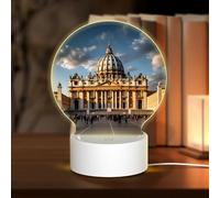 PHAYAH St Peter's Basilica Pattern Round Decorative Night Lights with USB Plug in Table Lamp with 3 Light Modes Adjustable for Bedroom Living Room Cafe