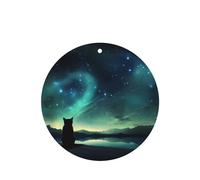 Phayah Stargazing Cat Pattern Lavender Scent Car Air Freshener Round Shape Card Hanging Hanging Scented Card 6 Pcs For Cars Closet Drawer Eliminate