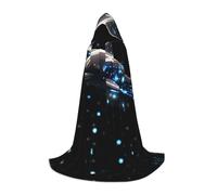 PHAYAH Starlight Dolphin Pattern Halloween Witch Witchcraft Hooded Robe Cape Christmas Hoodie Cosplay Masquerade Party Dress Gift Costume L