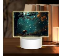 PHAYAH Starlight Forest Elephant Pattern Rectangle Decorative Night Lights with USB Plug in Table Lamp with 3 Light Modes Adjustable for Bedroom Living Room Cafe