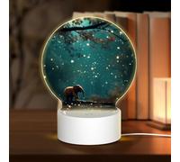 PHAYAH Starlight Forest Elephant Pattern Round Decorative Night Lights with USB Plug in Table Lamp with 3 Light Modes Adjustable for Bedroom Living Room Cafe