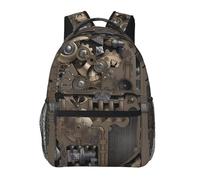 PHAYAH Steampunk Mechanical Gears Pattern Casual Shoulders Classical Basic Travel Backpack Travel And Outdoor Activities Resistant