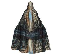 PHAYAH Streets Of New York City Pattern Adult Hooded Cloak For Masquerade Cosplay Halloween Witch Cloak Christmas Party Robe