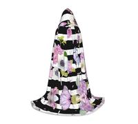 PHAYAH Striped Flower Butterfly Pattern Adult Hooded Cloak For Masquerade Cosplay Halloween Witch Cloak Christmas Party Robe L