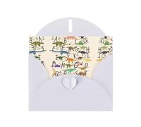 PHAYAH Stylish Learning Alphabets With Dinosaurs Pattern Blank Greeting Cards With Envelopes 4" X 6" Thank You Cards For Christmas Holiday Birthday Graduation Anniversary White