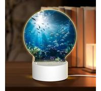 PHAYAH Submarine World Pattern Round Acrylic Night Light Adult Baby Room Light White Light Warm Light Warm White Light