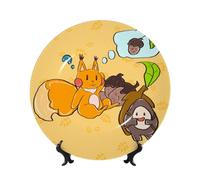 PHAYAH Sunflower Seed Squirrel Pattern Bone Porcelain Decorative Plate Durable Smooth And Perfect Decoration For Home, Office And Coffee Shop 6in