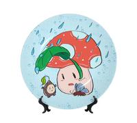 PHAYAH Sunflower Seeds And Mushroom Pattern Bone Porcelain Decorative Plate Durable Smooth And Perfect Decoration For Home, Office And Coffee Shop 7in