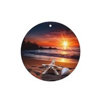 Phayah Sunset Beach Starfish Pattern Lavender Scent Car Air Freshener Round Shape Card Hanging Hanging Scented Card 4 Pcs For Cars Closet Drawer Eliminate
