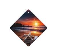 Phayah Sunset Beach Starfish Pattern Lavender Scent Car Air Freshener Square Card Hanging Hanging Scented Card 4 Pcs For Cars Closet Drawer Eliminate