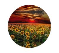 PHAYAH Sunset Sunflower Pattern Round Gaming Mouse Pad 7.9x7.9 In With Seamed Edges Foldable Desktop Mouse Pad, Laptop Mouse Pad