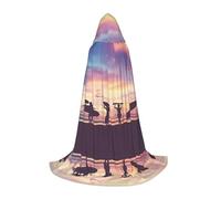PHAYAH Surfer People Pattern Adult Hooded Cloak For Masquerade Cosplay Halloween Witch Cloak Christmas Party Robe L