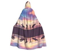 PHAYAH Surfer People Pattern Adult Hooded Cloak For Masquerade Cosplay Halloween Witch Cloak Christmas Party Robe