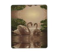 Phayah Swan Green Leaves Pattern Mouse Pad with Non Slip Rubber Base Gaming with Stitched Edge, Mousepad for Laptop, Computer, Office 8.3 X 10.3 in