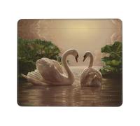 Phayah Swan Green Leaves Pattern Mouse Pad with Non Slip Rubber Base Gaming with Stitched Edge, Mousepad for Laptop, Computer, Office 8.3 X 10.3 in