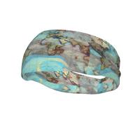 Phayah Sweatbands Cartoon World Map Pattern Workout Sport Headbands Absorbing Headband Wide for Basketball Football Cycling Running Yoga