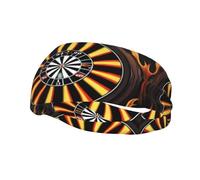 Phayah Sweatbands Dartboard With Flame Pattern Workout Sport Headbands Absorbing Headband Wide For Basketball Football Cycling Running Yoga