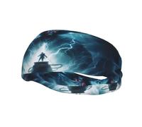 Phayah Sweatbands Devil in The Ocean Pattern Workout Sport Headbands Absorbing Headband Wide for Basketball Football Cycling Running Yoga