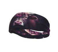 Phayah Sweatbands Elegant Cow's Head Pattern Workout Sport Headbands Absorbing Headband Wide for Basketball Football Cycling Running Yoga