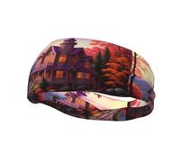 Phayah Sweatbands Fairy Tale Cottage Pattern Workout Sport Headbands Absorbing Headband Wide for Basketball Football Cycling Running Yoga