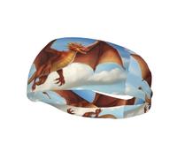Phayah Sweatbands Flying Dragon in The Sky Pattern Workout Sport Headbands Absorbing Headband Wide for Basketball Football Cycling Running Yoga