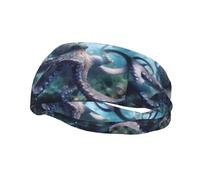 Phayah Sweatbands Giant Octopus Pattern Workout Sport Headbands Absorbing Headband Wide For Basketball Football Cycling Running Yoga