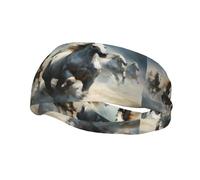 Phayah Sweatbands Horses Running Wild In The River Pattern Workout Sport Headbands Absorbing Headband Wide For Basketball Football Cycling Running Yoga
