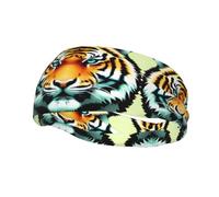 Phayah Sweatbands Little Fat Tiger Head Pattern Workout Sport Headbands Absorbing Headband Wide For Basketball Football Cycling Running Yoga