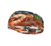 Phayah Sweatbands Prawns Pattern Workout Sport Headbands Absorbing Headband Wide For Basketball Football Cycling Running Yoga