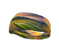 Phayah Sweatbands Rice Paddy Field Sun Pattern Workout Sport Headbands Absorbing Headband Wide For Basketball Football Cycling Running Yoga
