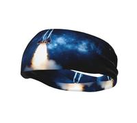 Phayah Sweatbands Rocket Launch Pattern Workout Sport Headbands Absorbing Headband Wide For Basketball Football Cycling Running Yoga