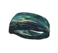 Phayah Sweatbands Sea Under The Aurora Borealis Pattern Workout Sport Headbands Absorbing Headband Wide For Basketball Football Cycling Running Yoga