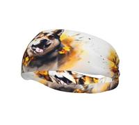 Phayah Sweatbands Shiba Inu Chasing Flowers Pattern Workout Sport Headbands Absorbing Headband Wide For Basketball Football Cycling Running Yoga