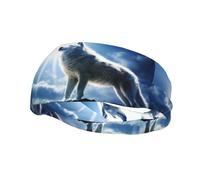 Phayah Sweatbands Snow Wolf At The Peak Pattern Workout Sport Headbands Absorbing Headband Wide For Basketball Football Cycling Running Yoga