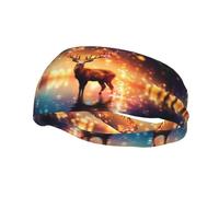 Phayah Sweatbands Spirit Deer In The Starlight Pattern Workout Sport Headbands Absorbing Headband Wide For Basketball Football Cycling Running Yoga